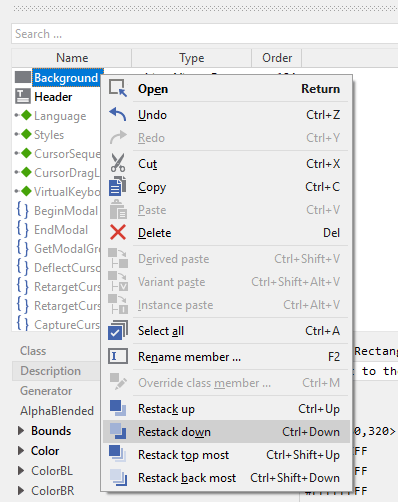 Restack elements